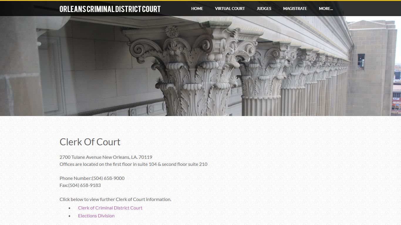Clerk Of Court - ORLEANS CRIMINAL DISTRICT COURT